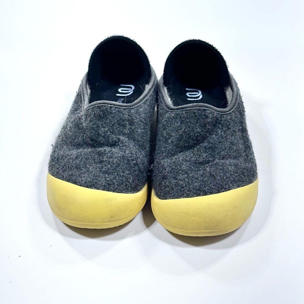 Mahabis grey and yellow classic curve wool slip on mule shoe 8